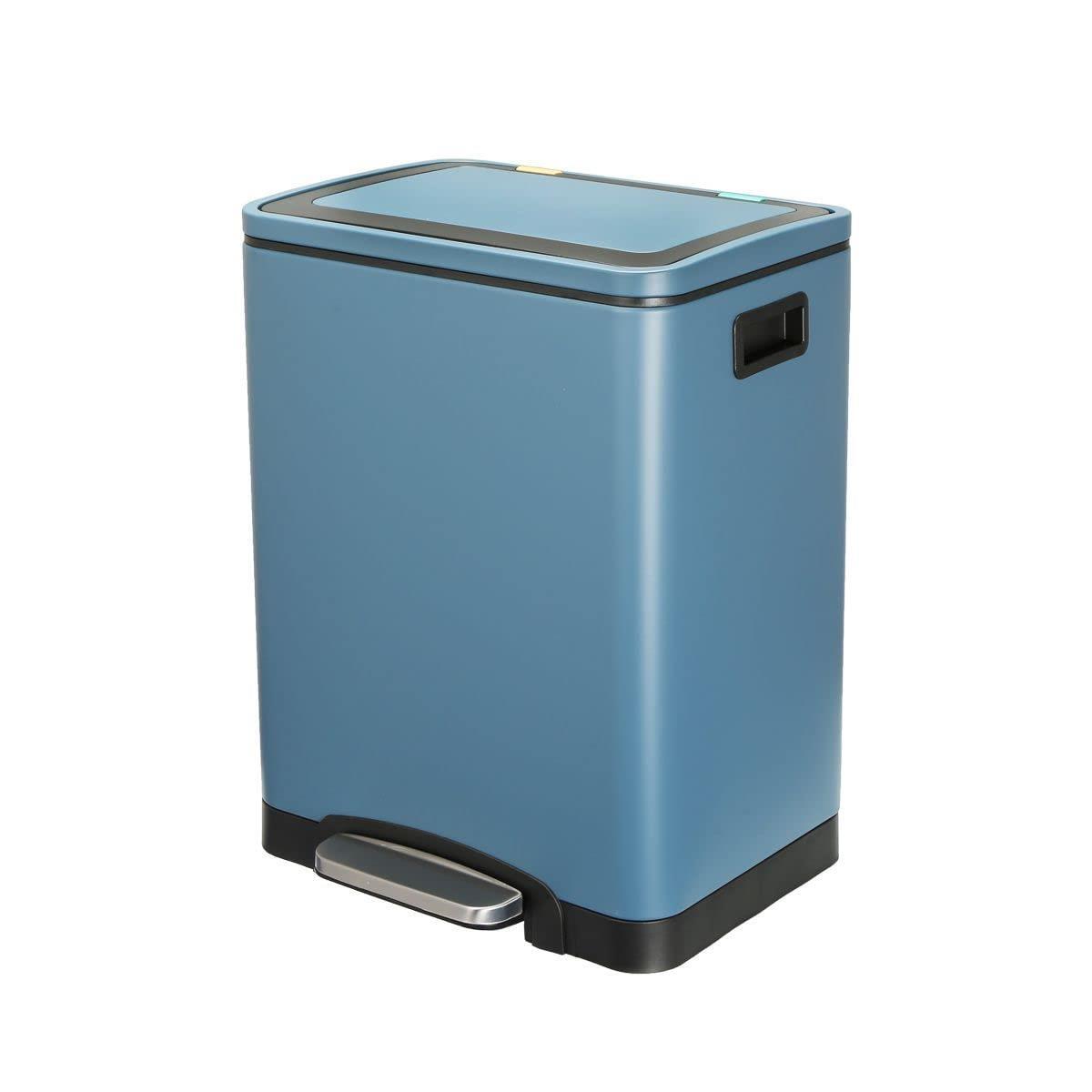 Cubo de reciclaje CALITEK 30 litros con 2 compartimentos 2 x 15L azul