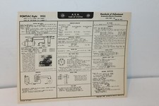1952 PONTIAC EIGHT CYLINDER TUNE UP CHART  W/ DIAGRAMS  U.S. & CANADA