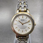 Seiko Watch Women 24mm White Dial Two Tone Round 1N00-1E19 New Battery A123
