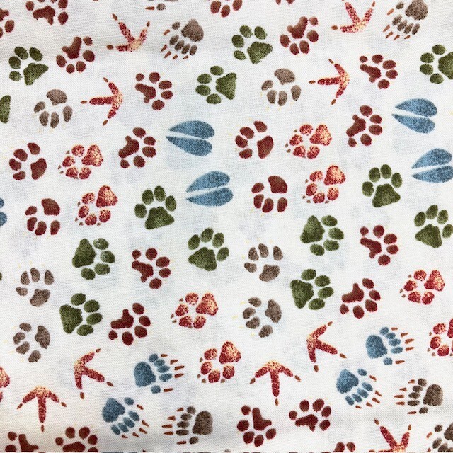 Wildlife Tracks Cream Cotton Fabric by Shamash 1 Yard for Sewing Crafts