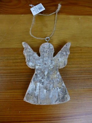 Hänger Engel Holz Birke 12cm hoch plus Aufhänger Vintage Shabby Weihnachten 