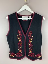 Portraits Northern Isles Ladies Vest Small S Lambswool Blend Hand Embroidered