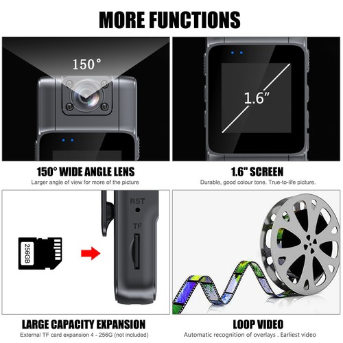 HD 1080P Video Recorder DVR WIFI Camcorder Mini Police Body Camera IR Night Cam - Picture 2 of 18