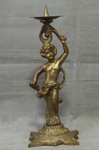 KERZENSTÄNDER KERZENHALTER FIGURENKERZENSTÄNDER PUTTE ENGEL MESSING - Bild 2 von 13