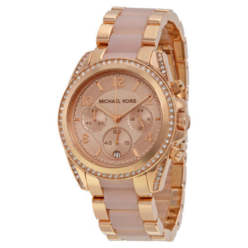 mk blair rose gold watch