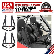 Modigt 4 Point Harness 2 Seat Belt For Atv Utv Black 2x Buckle Racing Seatbelt