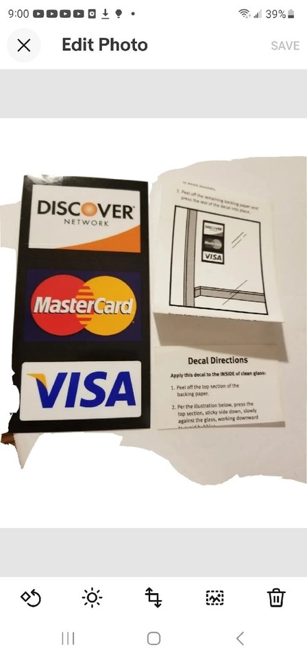 CREDIT CARD LOGO DECAL STICKER -DOUBLE-SIDED VISA MASTERCARD DISCOV ...