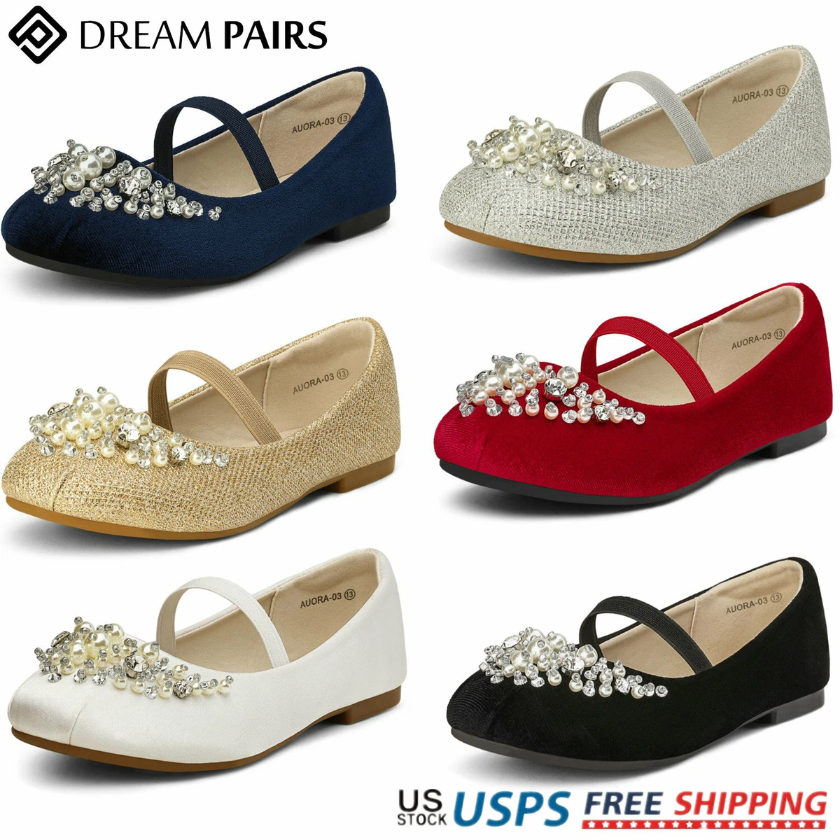 Dream Pairs Girls Kids Mary Jane Shoes Ballerina Flat Shoes Party