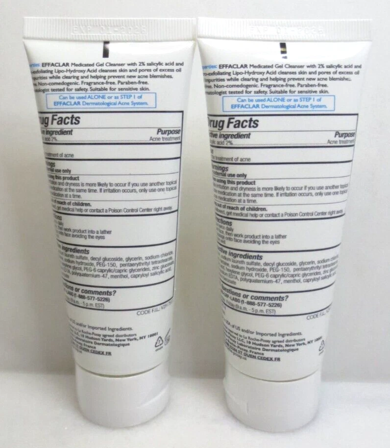 LOTE DE 2 GEL LIMPIADOR MEDICADO LA ROCHE-POSAY EFFACLAR 3,4 OZ Foto 4 de 4