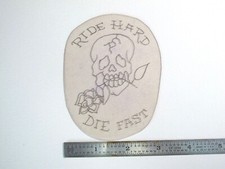 vtg 1960s 1970s Tattoo Flash acetate stencil Ride Hard Die Fast HAR1