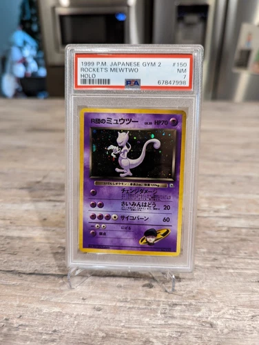 Pokemon PSA 7 NEAR MINT 1999 Rocket's Mewtwo Japanese Gym Challenge Holo Card