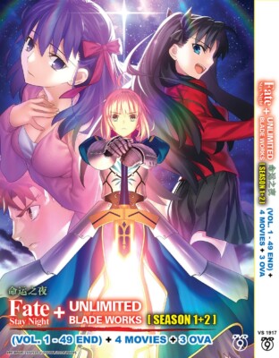 FATE/STAY NIGHT+UNLIMITED BLADE WORKS SEASON 1-2+3OVA+4 MOVIE ANIME DVD ENG DUB