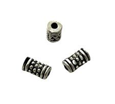 100 Antiqued Tibetan Silver 6x3mm Bumpy Beaded Tube Cylinder Spacer Accent Beads