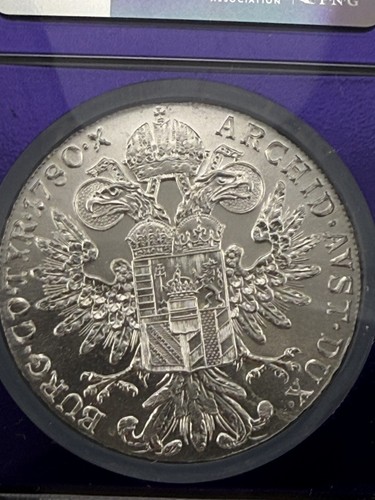 1780 Dated Austria Taler - Modern Restrike - TRADERBEA NGC MS65 - 83.3% Silver - Picture 3 of 4