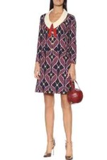 GUCCI Red Flying Ribbon Print Cady Shift blue Dress Size 36, 0 US
