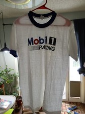 Vintage Mobil 1 Racing Single Stitch 50/50 Ringer T Shirt Made In USA M