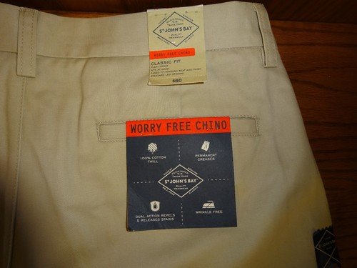 NEW MEN'S ST. JOHN'S BAY BEIGE CHINO PANTS SIZE 34X34 MSP $60 - Picture 4 of 5
