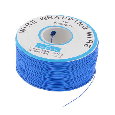AWG30 PCB Copper Core Jumper Cable Wire Single Conductor Coil 820.2 Ft Blue 34mm
