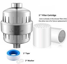 20Stage Shower Head Water Filter w/2Replaceable Filters Remove Chlorine Fluoride