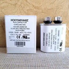 4 MFD 440 VAC Oval Motor Single-Run Capacitor Aluminum 50/60 Hz +05-05% NEW