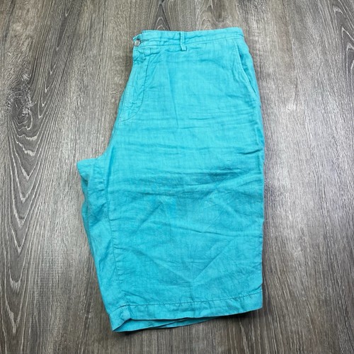 Hugo Boss Regular Fit 100% Linen Shorts Mens Size 38 Blue Color Casual Relax