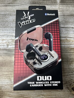 The Voice Duo True Wireless Stereo Earbuds with Mic - Black New In Box