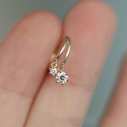 Women 925 Silver,Gold Plated Drop Earrings Pretty Cubic Zirconia Jewelry - Picture 5 of 5