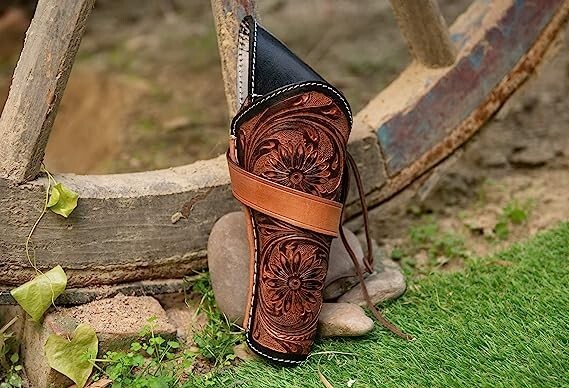 TJayz Leather Western Cross Draw Gun Holster - Right Handed, .22 Caliber, Belt OWB, Made In Mexico