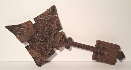 Antikes äthiopisches koptisches Handkreuz afrikanische Kunst geschnitzt Holz Jesus/Maria/Dreieinigkeit - Bild 11 von 13