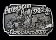 VINTAGE 1990 AMERICAN RAILROAD COMMEMORATIVE BELT BUCKLE 4543/5000 HEAVY PEWTER