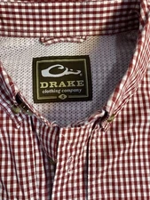 Drake Waterfowl Dark Red Long Sleeve Size Small Button Down Shirt