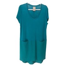 Dolan Anthropologie Loren Teal Drop Waist Tunic T-Shirt Dress Size M