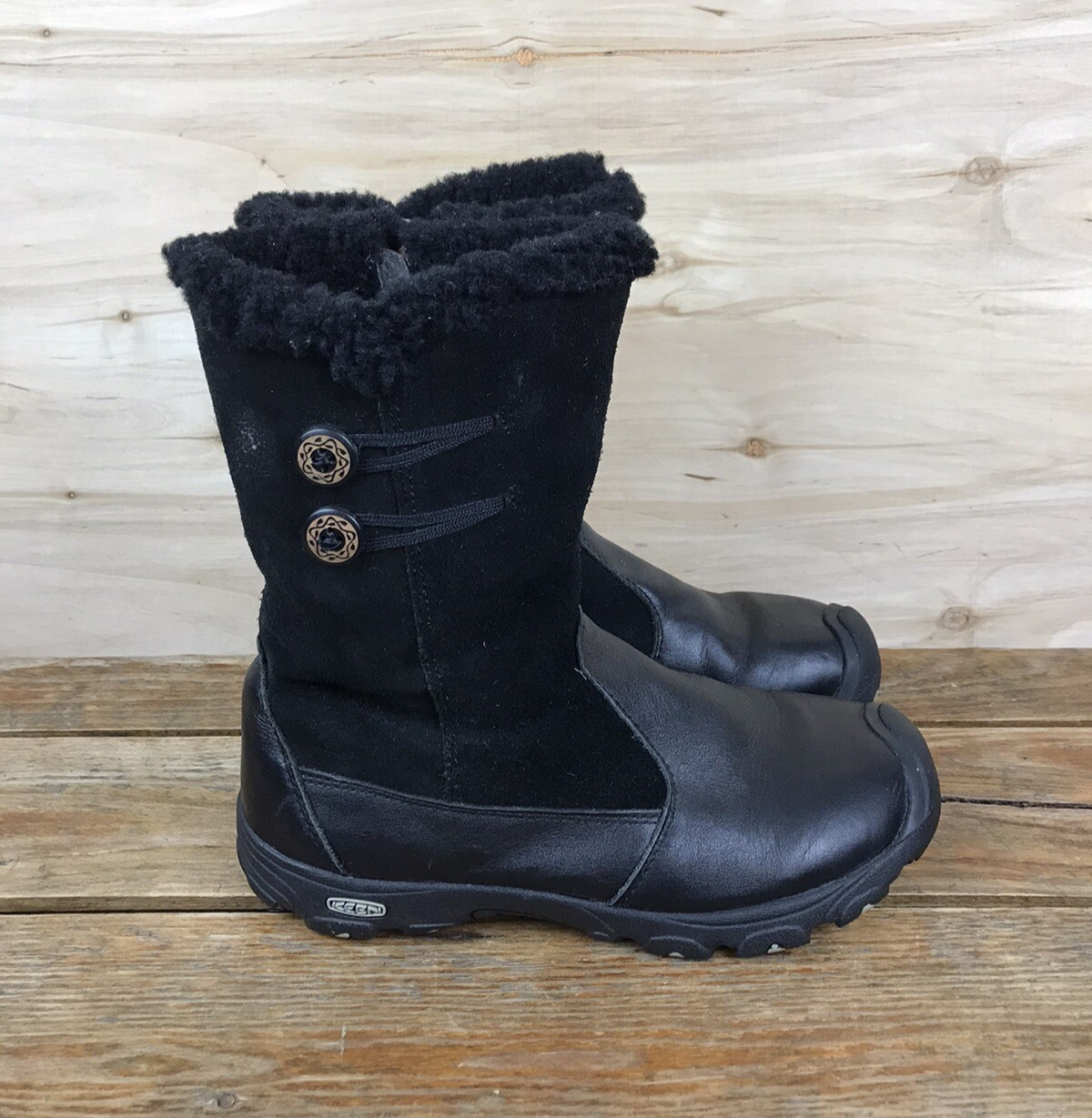 Stivali impermeabili Keen Dry metà polpaccio neri foderati in pile foderati US 4 EUR 37