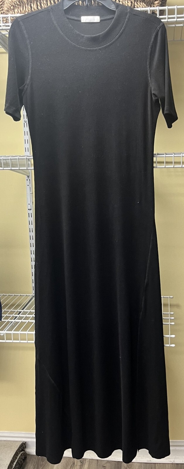 Maxi abito da donna tutto: fila nero manica corta a costine sottili taglia media nuovo