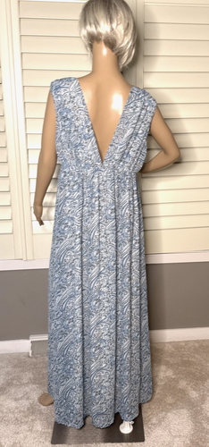 H&M Size 12 maxi dress Double V-Neck Blue Elasticated Waist NWT - 第 4/6 張圖片