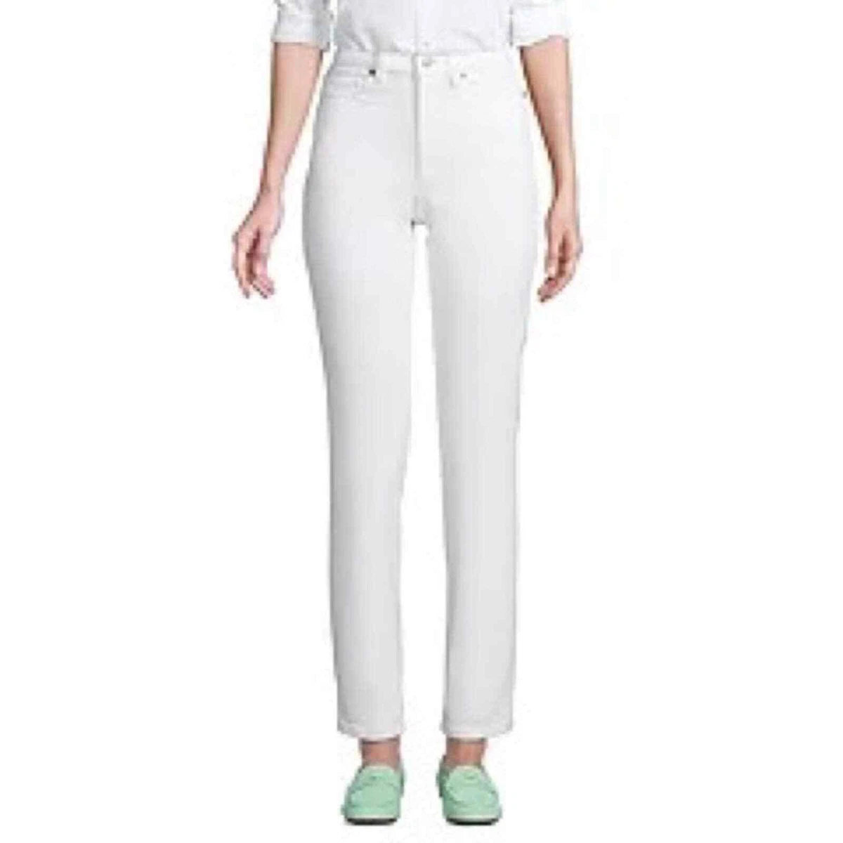 Lands end 18 Tall high rise fit 2 straight leg white jeans