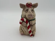 Vintage Telle M. Stein Candy Cane Sitting Christmas Holiday Pig Figurine