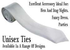 Unisex Plain White Neck Tie Wedding Uniform Hen, Stag  Prom Night Costume Party