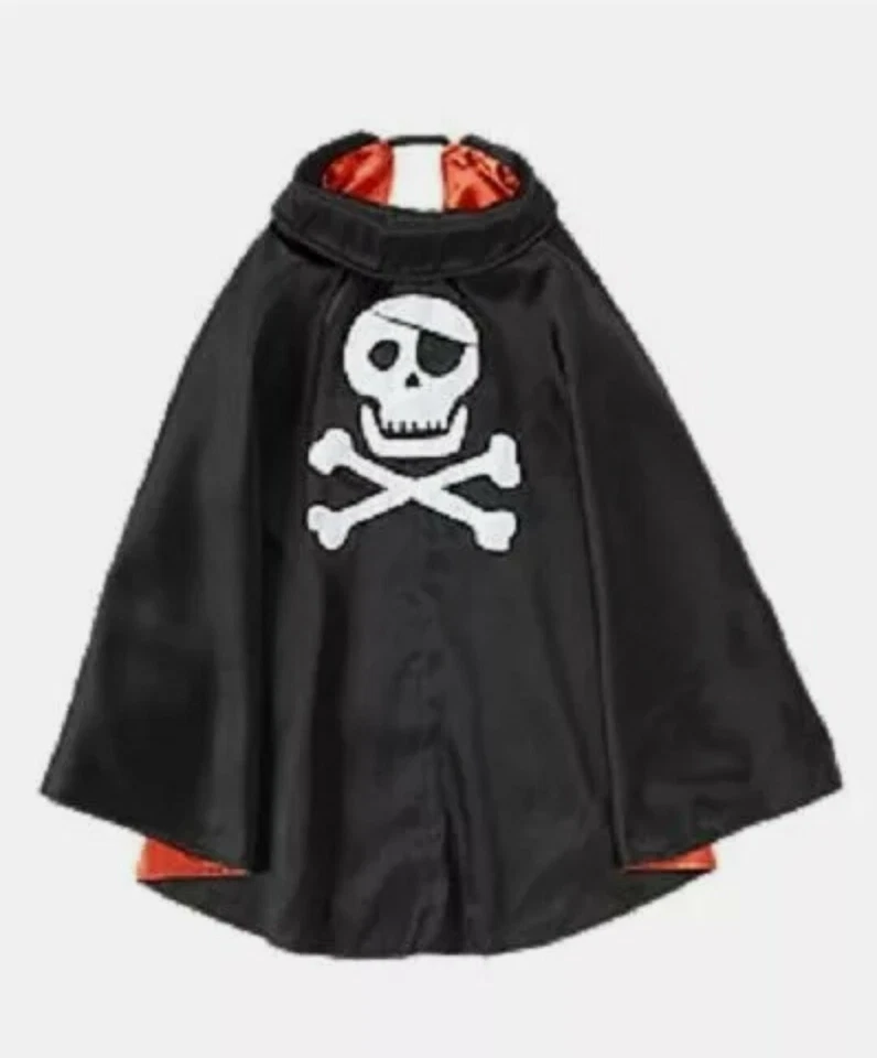 NWT GYMBOREE Black Skull Crossbones PIRATE VAMPIRE CAPE Costume Size XS-S (4-6) - Image 2 of 2
