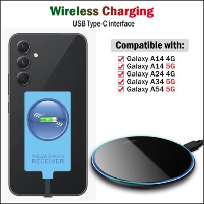 Wireless Charger PAD+Type-C Receiver For Samsung Galaxy A54 A34