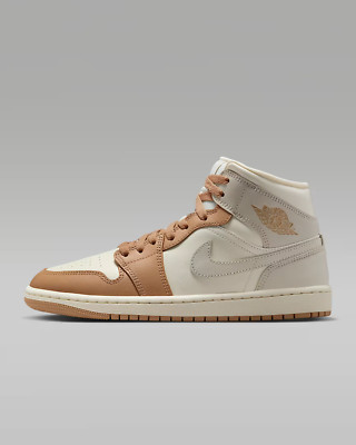 Jordan Air 1 Mid Damenschuhe in Pale Ivory/Hemp/Sail/Light Orewood Brown