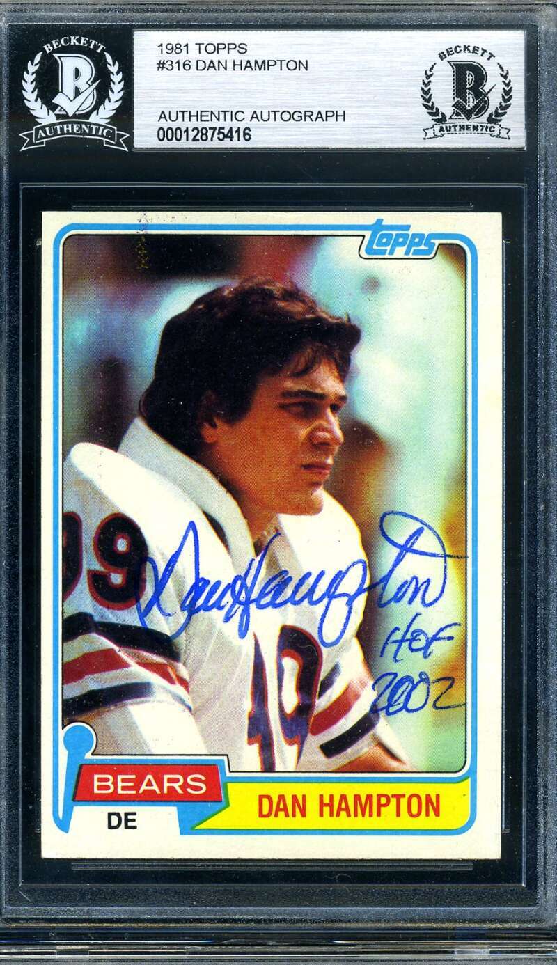 Dan Hampton BAS Beckett Coa Signed 1981 Topps Rookie Autograph 369