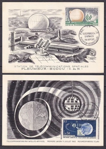 w2665/ France (2 stk) Space Tele-Radio Maxi Card FDC Cover 1962