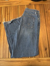 HUDSON Blue Denim Jeans Women Raw Hem 5-Pocket Button Zip Solid Medium Wash