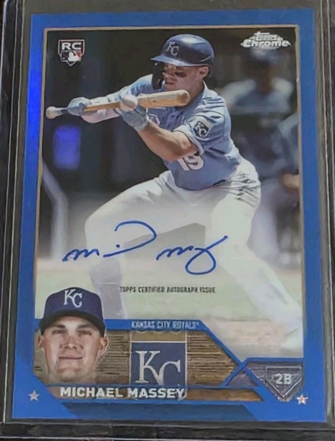 2023 TOPPS CHROME MICHAEL MASSEY BLUE REFRACTOR AUTO /150 ROYALS
