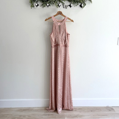Shoshanna Slik Blend Pink Maxi Halter Sleeveless Dress Size 6 N4029