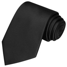 63'' XL Tie Mens Extra Long Solid Woven Necktie for Men Big and Tall  Black