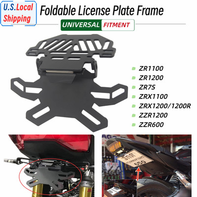 License Plate Holder Foldable Mount Bracket Kit for ZR1100 1200 ZZR600 ZZR1200