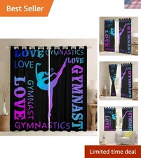 Stylish Love Gymnastics Curtains - 2 Panels 42x84 for Vibrant Children's Decor