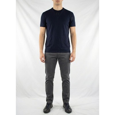 Bikkembergs Herren T-Shirt Blau L Baumwolle Stretch Shirt V-Ausschnitt Elegant Mode